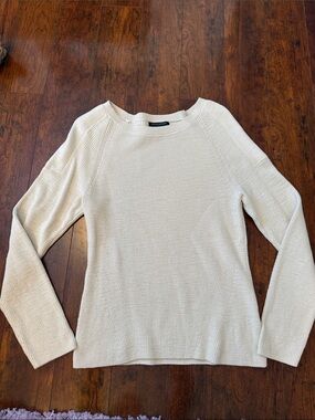 Banana Republic Cream Rib-Knit Long Sleeve Sweater